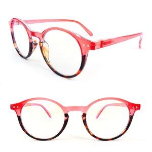 Clear Lenses Computer Glasses Blue Light Blocking, Tortoise Red Fashion Glasses